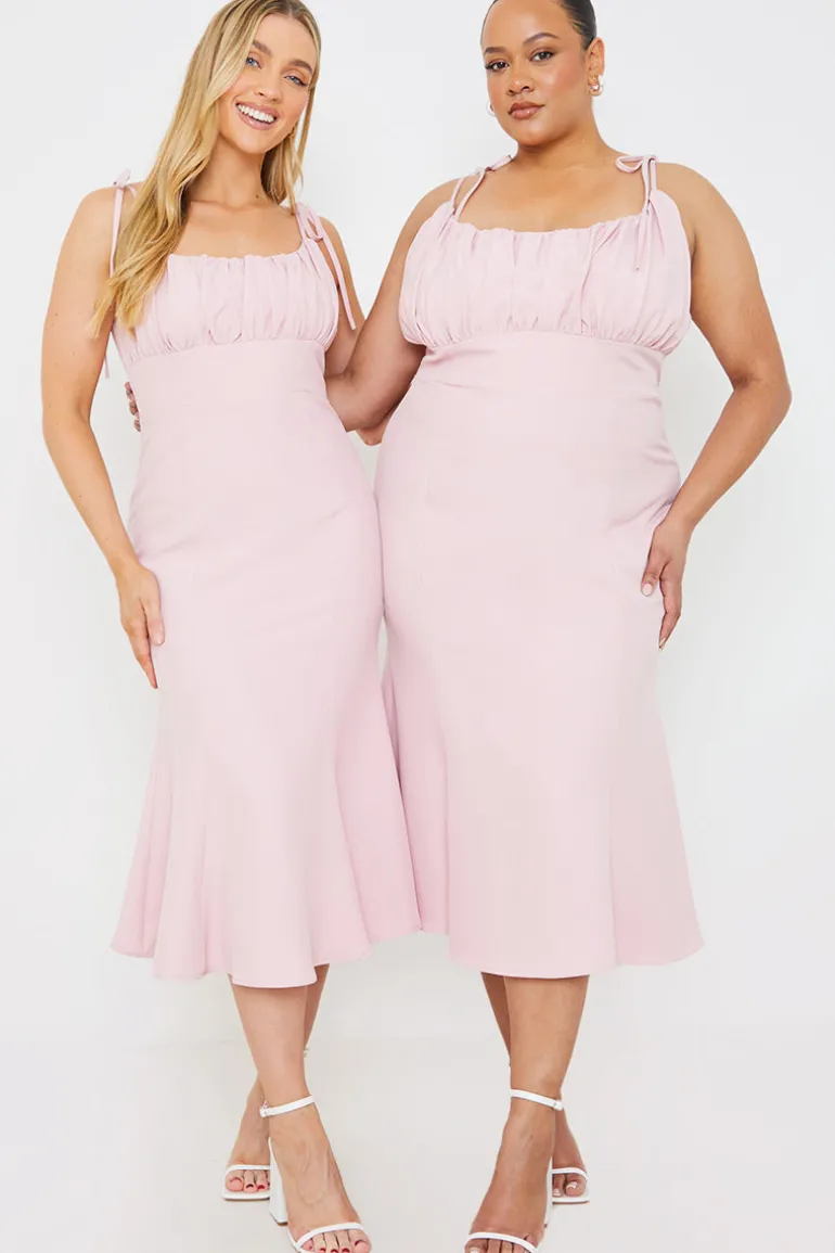 Gathered Bust Midi Dress
