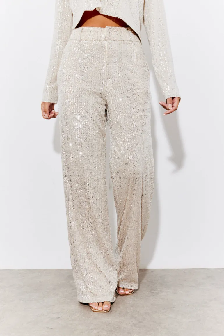 Gold Sequin Wide Leg Trouser