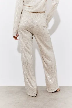 Gold Sequin Wide Leg Trouser