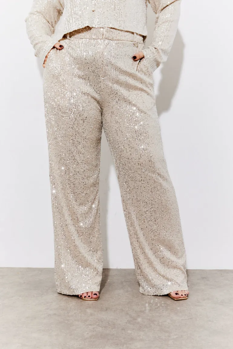 Gold Sequin Wide Leg Trouser