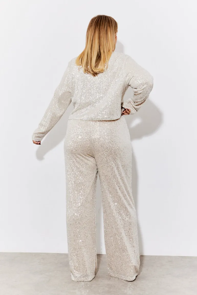 Gold Sequin Wide Leg Trouser