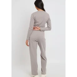Grey Long Sleeved Button Front Top