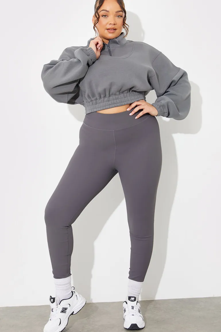 Half Zip Up Cropped Jersey Sweater
