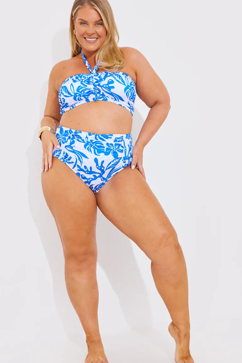 Halter Neck Tropical Print Bikini Top