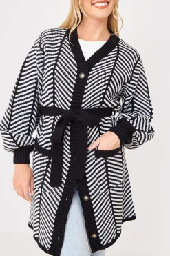 Herringbone Belted Cardigan