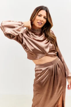 High Neck Wrap Co-Ord Top