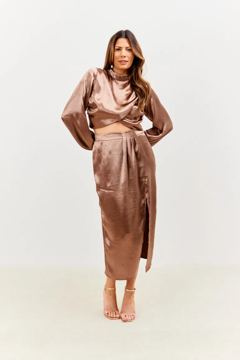 High Neck Wrap Co-Ord Top