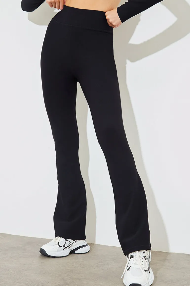 High Waist Kick Flare Rib Trouser