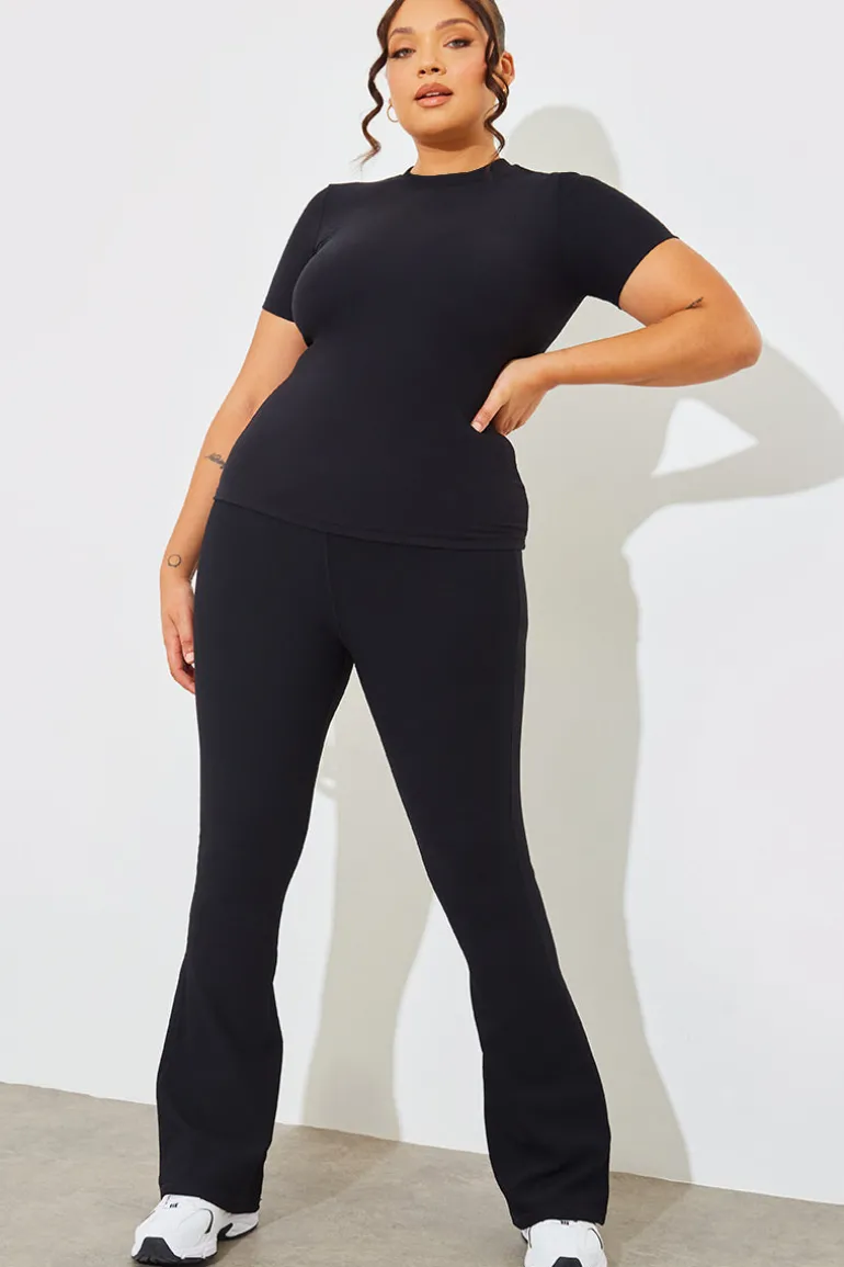 High Waist Kick Flare Rib Trouser