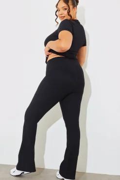 High Waist Kick Flare Rib Trouser