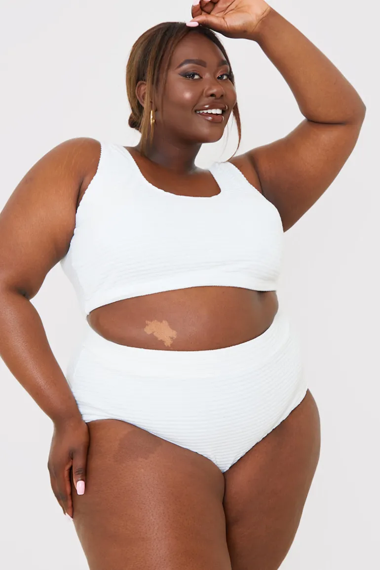 High Waisted Towelling Control Bikini Bottoms