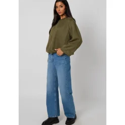 Khaki Suede Bubble Hem Jacket