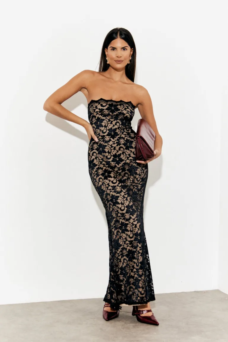 Lace Bandeau Maxi Dress