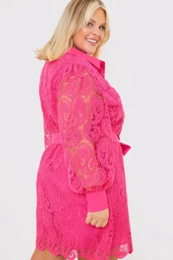 Lace Belted Shirt Dress