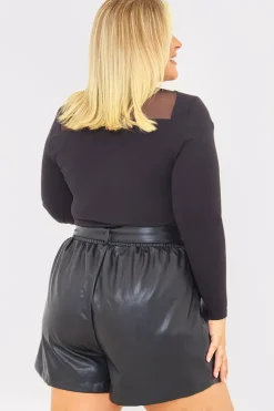 Leather Look Belted Shorts