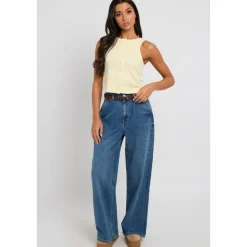 Lemon Sleeveless Button Front Top