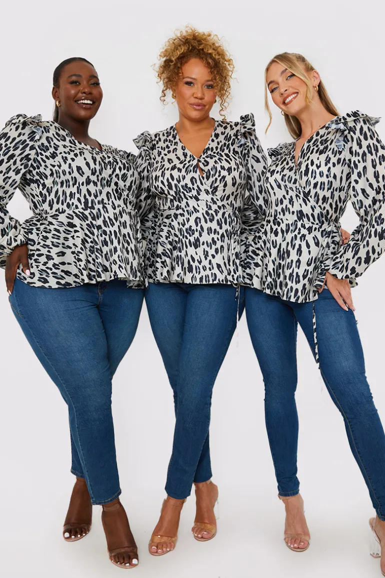 Leopard Print Wrap Blouse