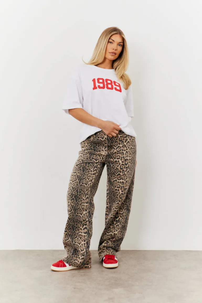 Leopard Straight Leg Jeans