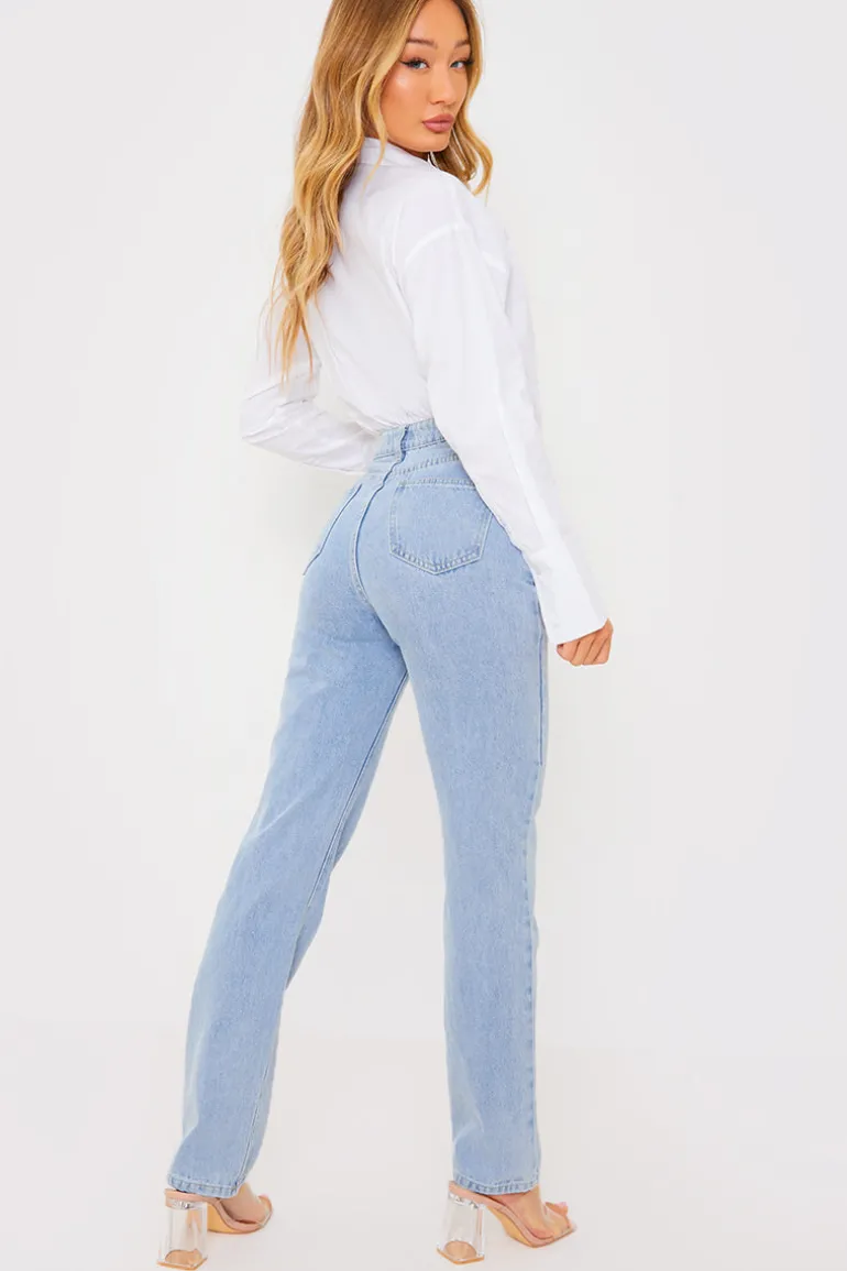 Light Wash Straight Leg Jeans