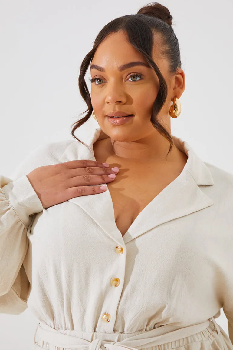 Linen Blend Belted Playsuit