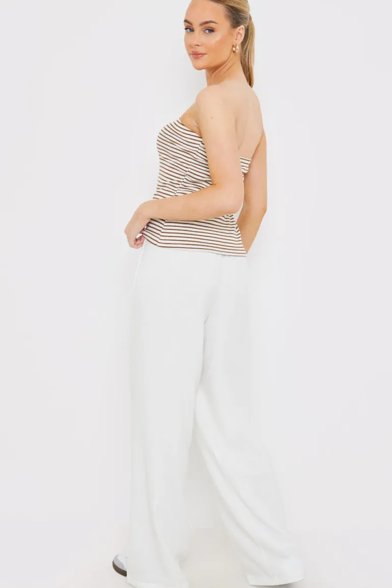 Linen Look Wide Leg Trousers