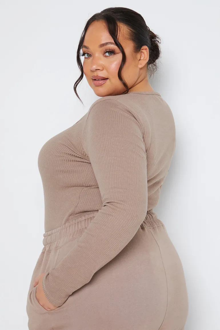 Long Sleeved Ribbed Square Neck Bodysuit
