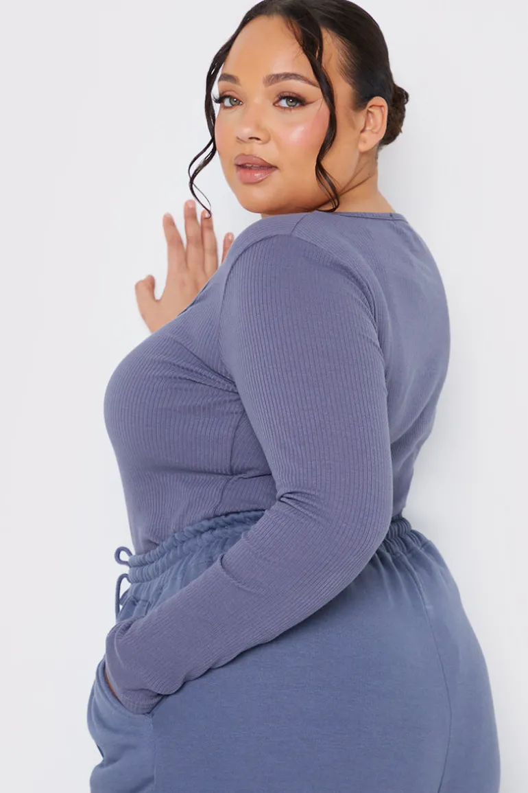 Long Sleeved Ribbed Square Neck Bodysuit