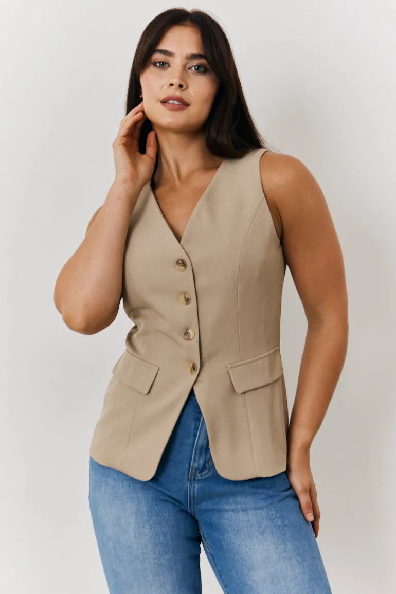 Longline Button Through Waistcoat