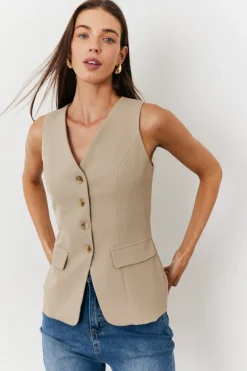 Longline Button Through Waistcoat