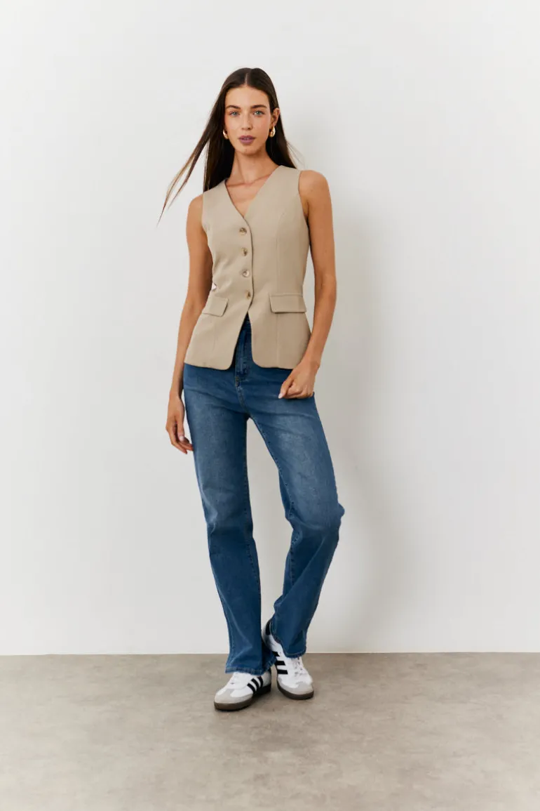 Longline Button Through Waistcoat