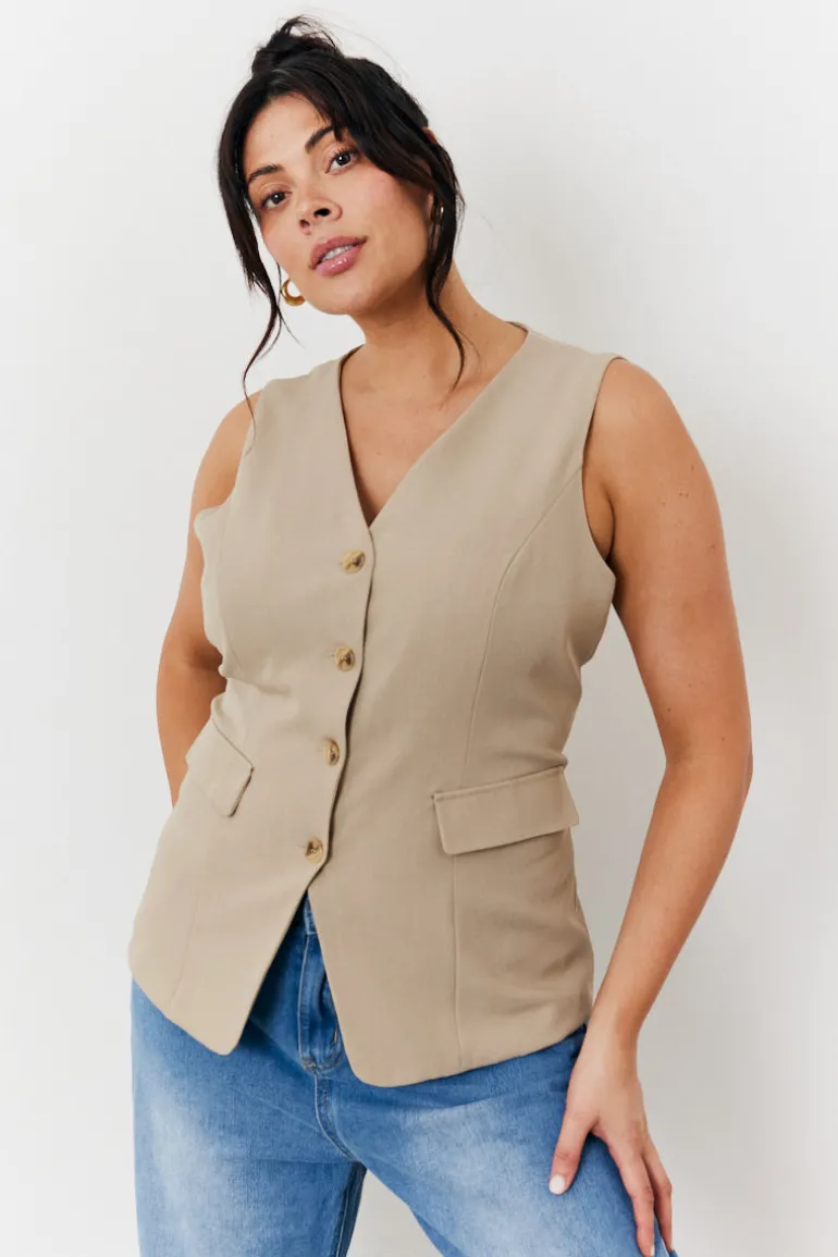 Longline Button Through Waistcoat