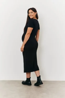 Maternity Short Sleeve Midi Wrap Dress