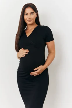 Maternity Short Sleeve Midi Wrap Dress