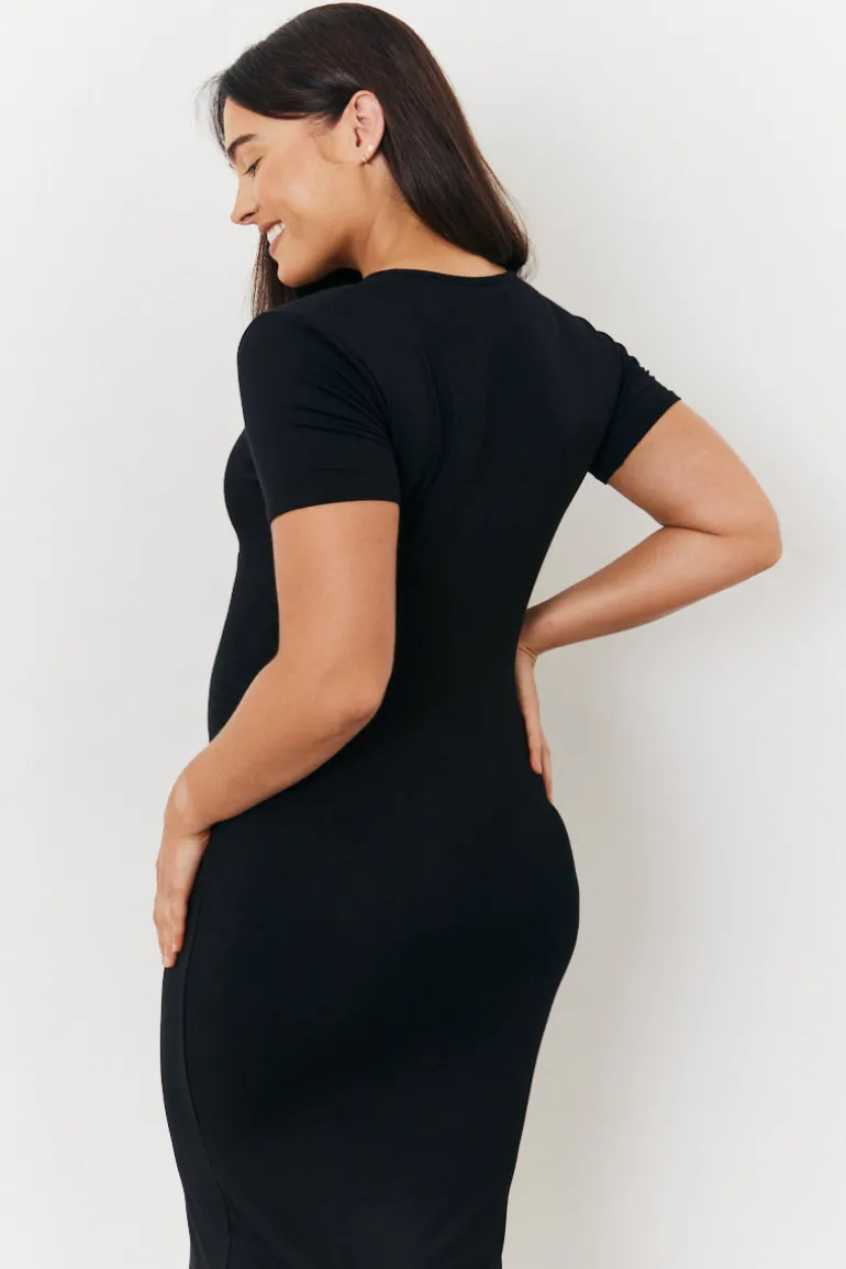 Maternity Short Sleeve Midi Wrap Dress
