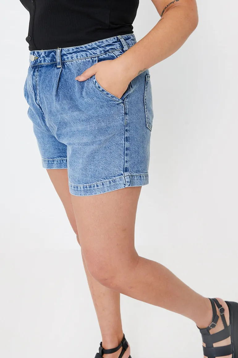 Mid Wash Denim Shorts