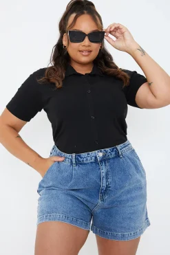 Mid Wash Denim Shorts