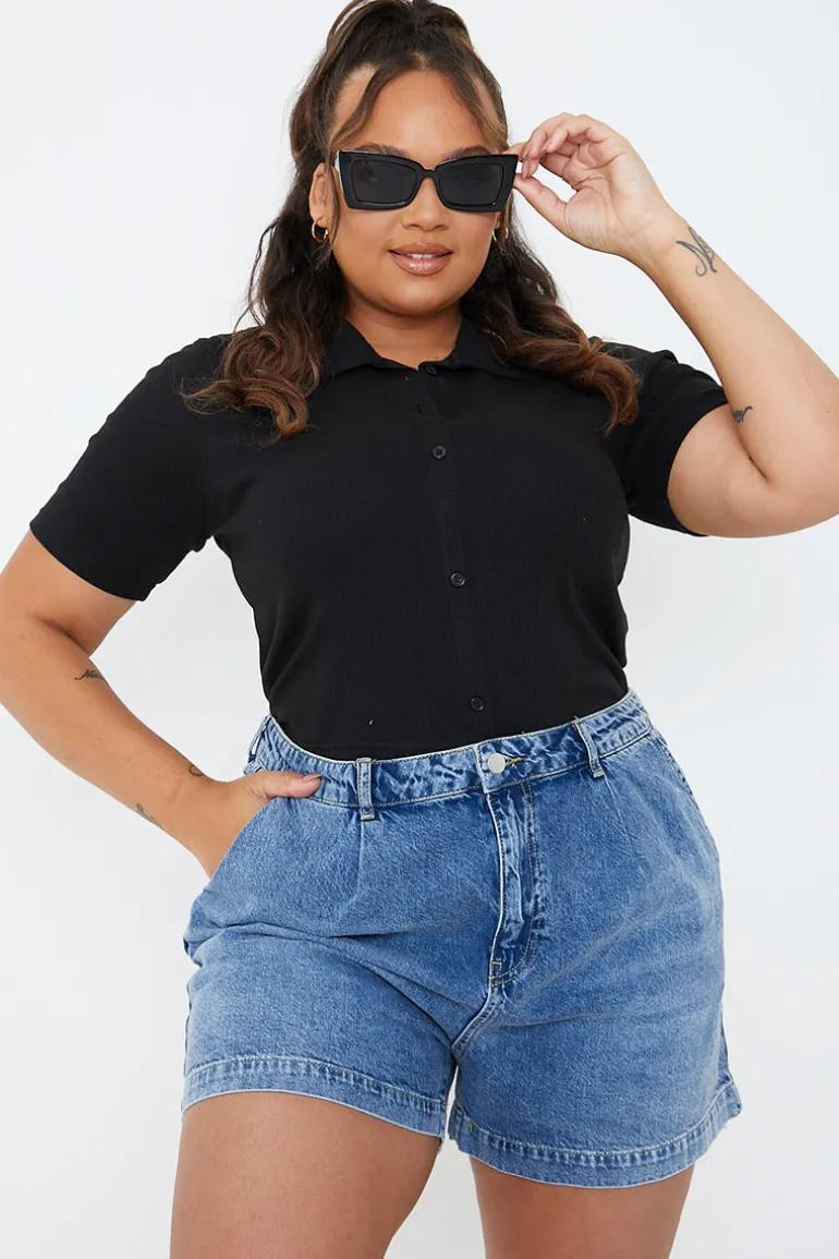 Mid Wash Denim Shorts
