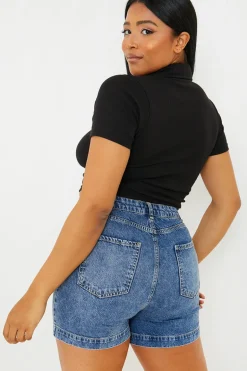 Mid Wash Denim Shorts