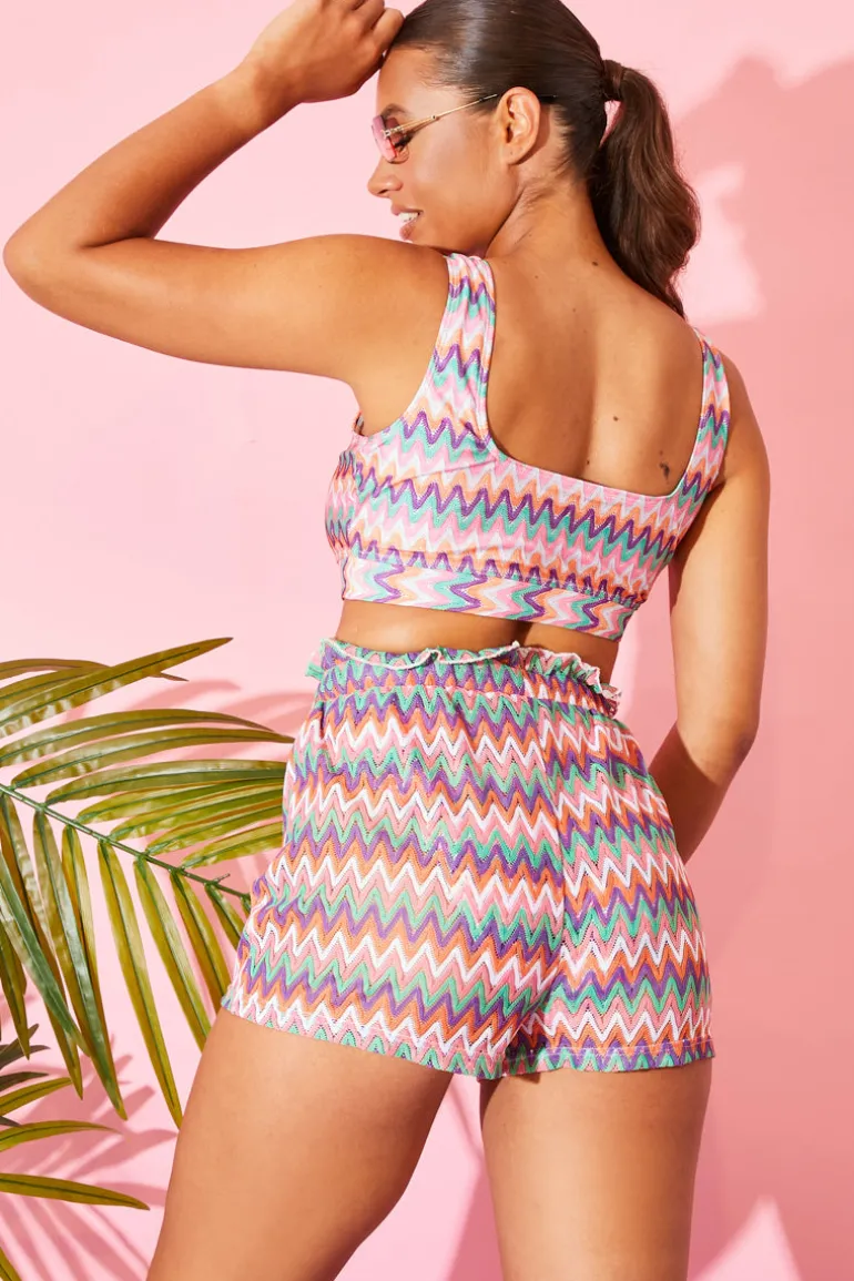 Multi Zig Zag Crochet Paperbag Shorts