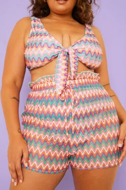 Multi Zig Zag Crochet Paperbag Shorts