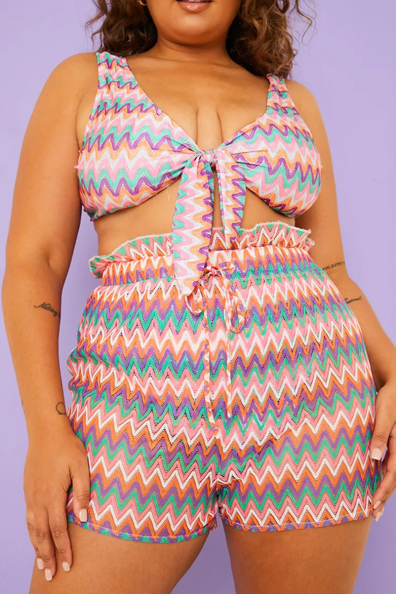 Multi Zig Zag Crochet Paperbag Shorts