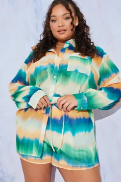 Ombre Print Chiffon Shorts