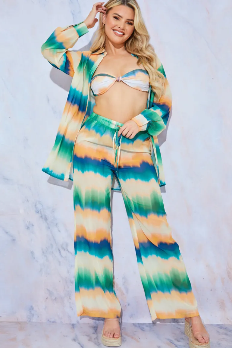 Ombre Wide Leg Elastic Waist Trousers