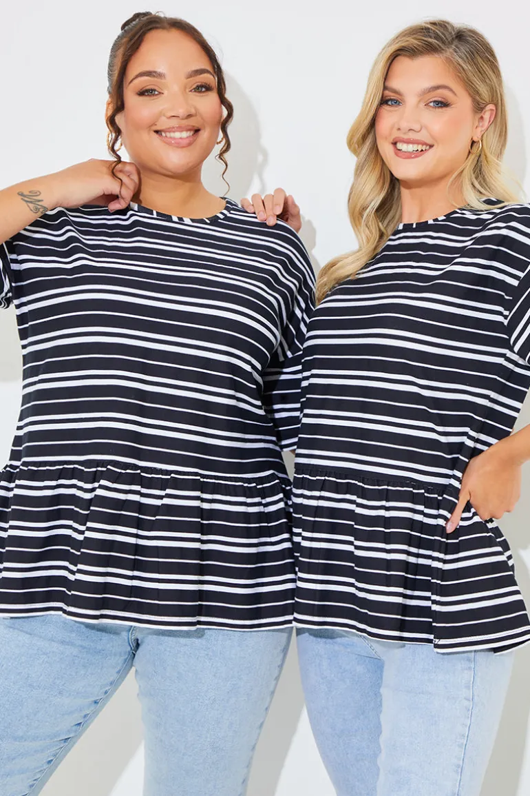 Peplum Hem Dropped Shoulder Tshirt