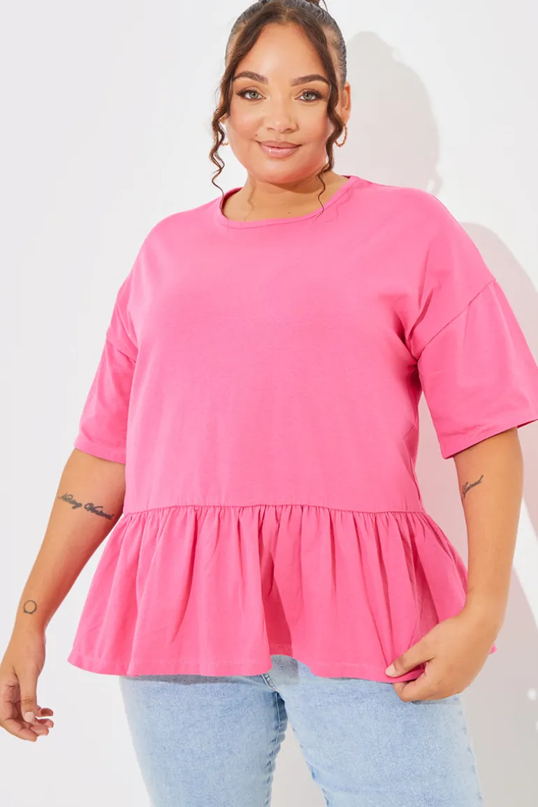 Peplum Hem Dropped Shoulder Tshirt
