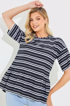 Peplum Hem Dropped Shoulder Tshirt