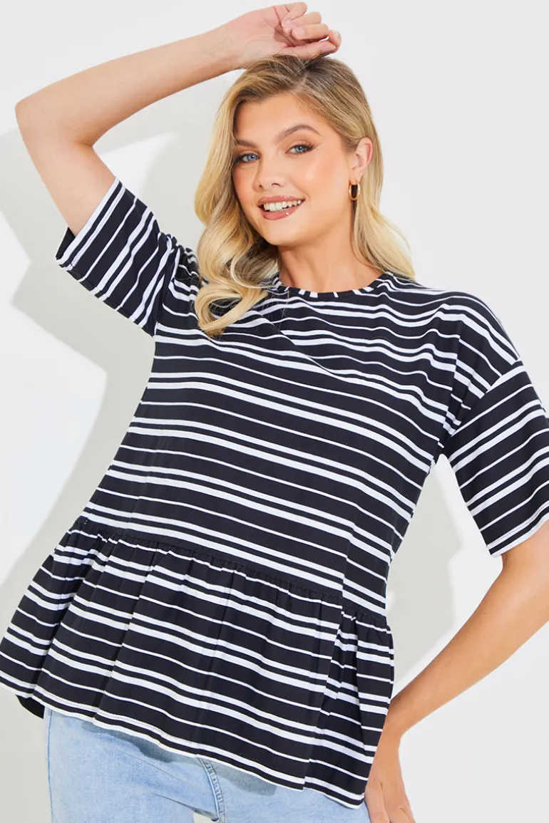 Peplum Hem Dropped Shoulder Tshirt