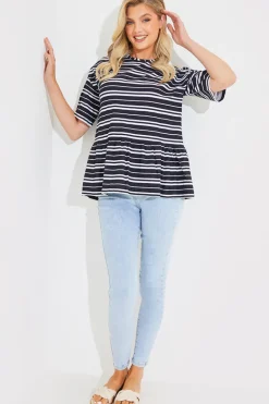 Peplum Hem Dropped Shoulder Tshirt