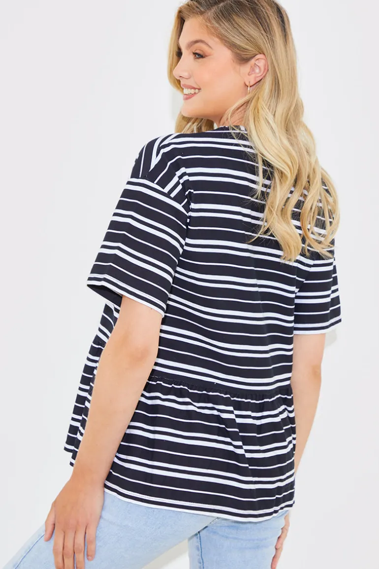 Peplum Hem Dropped Shoulder Tshirt