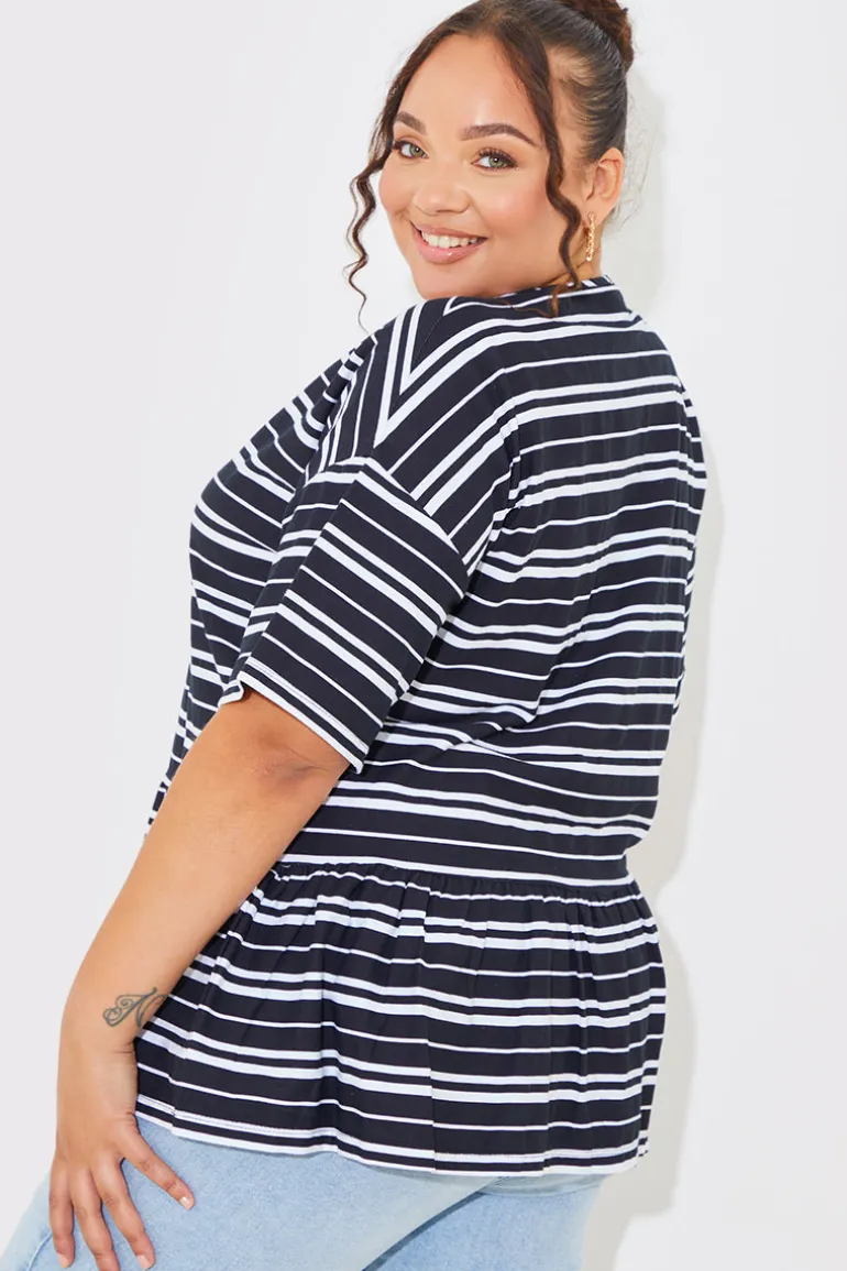 Peplum Hem Dropped Shoulder Tshirt